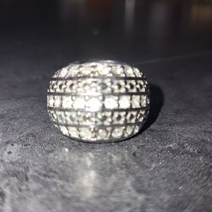 Sterling silver wide band cubic zirconia wide band ring size 8